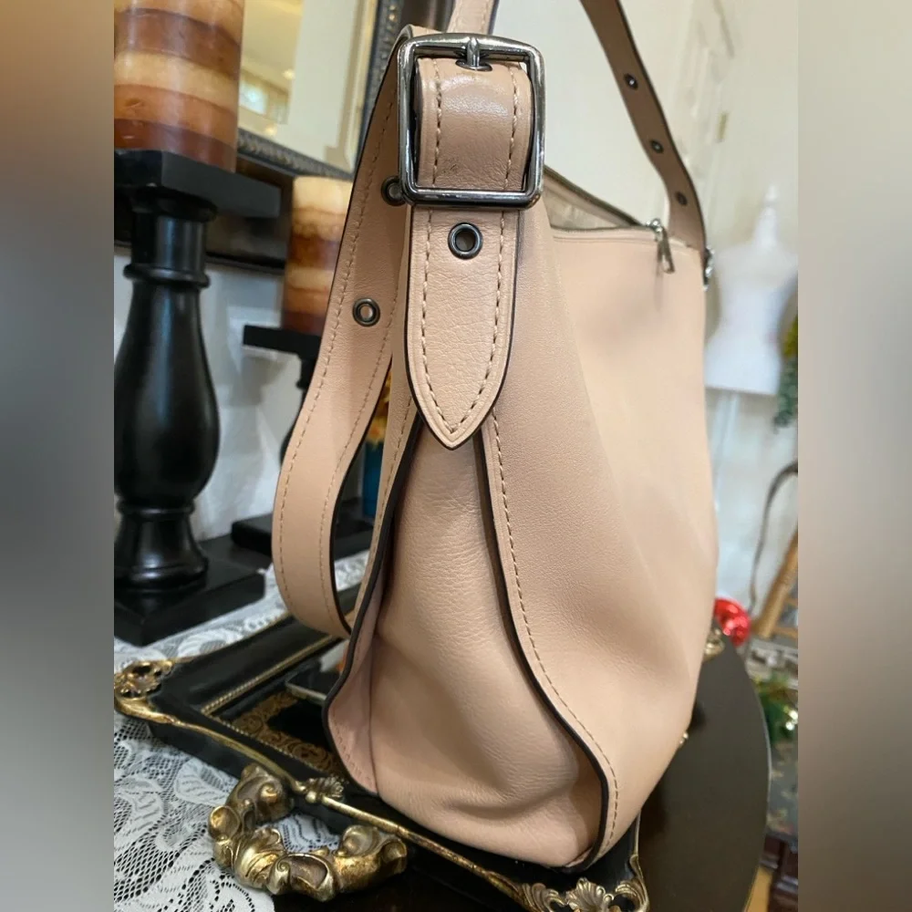 Coach Tan Natural Calf Leather Dufflette Crossbody bag,Nickel Tone Hardware,LRG